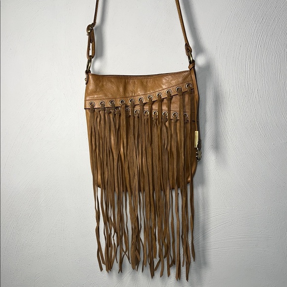 Lucky Brand Tan Leather Crossbody Bag with Fringe - Picture 1 of 15